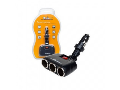 Разветвитель розетки для прикуривателя на 3 выхода AIRLINE трансформер от Airline Разветвитель розетки для прикуривателя на 3 выхода AIRLINE трансформер