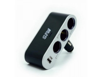 Разветвитель розетки для прикуривателя AVS на 3 выхода+USB от AVS Разветвитель розетки для прикуривателя AVS на 3 выхода+USB